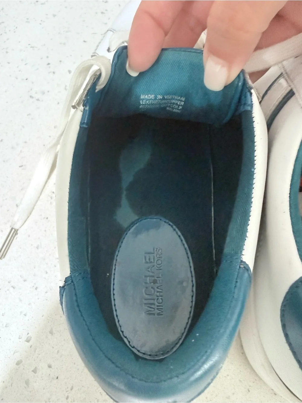 Michael‎ Kors White and Navy Leather Sneakers